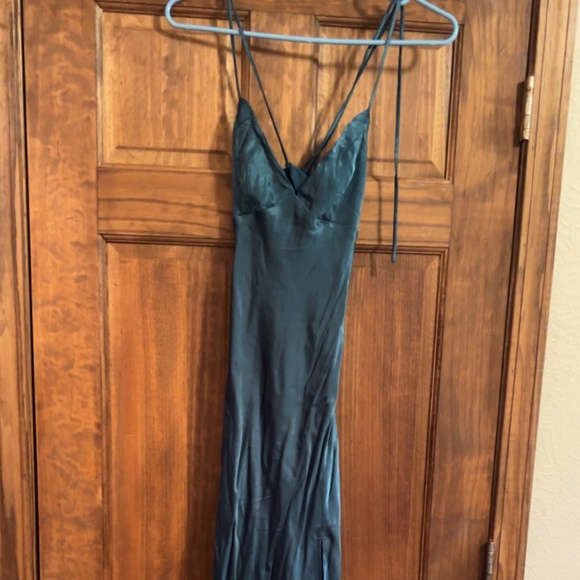 Hello Molly The Sophia Satin Maxi Dress- Teal - Picture 1 of 2